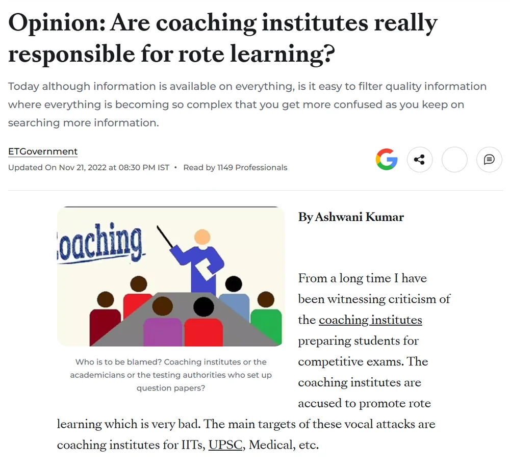 Opinion: Are coaching institutes really responsible for rote learning?